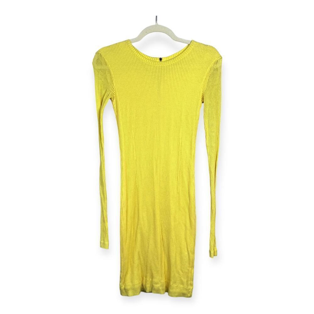 RAG & BONE Knit The Ribbed Dress in Yellow Size XXS Long Sleeve Bodycon